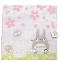 100% coton jacquard fleurs de cerisier Totoro visage serviette souple